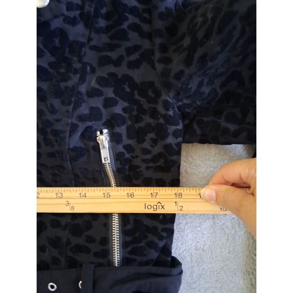 Killstar Sz Lg Claw Black Biker Cropped Jacket Flocked Leopard Print Goth New - Picture 9 of 12